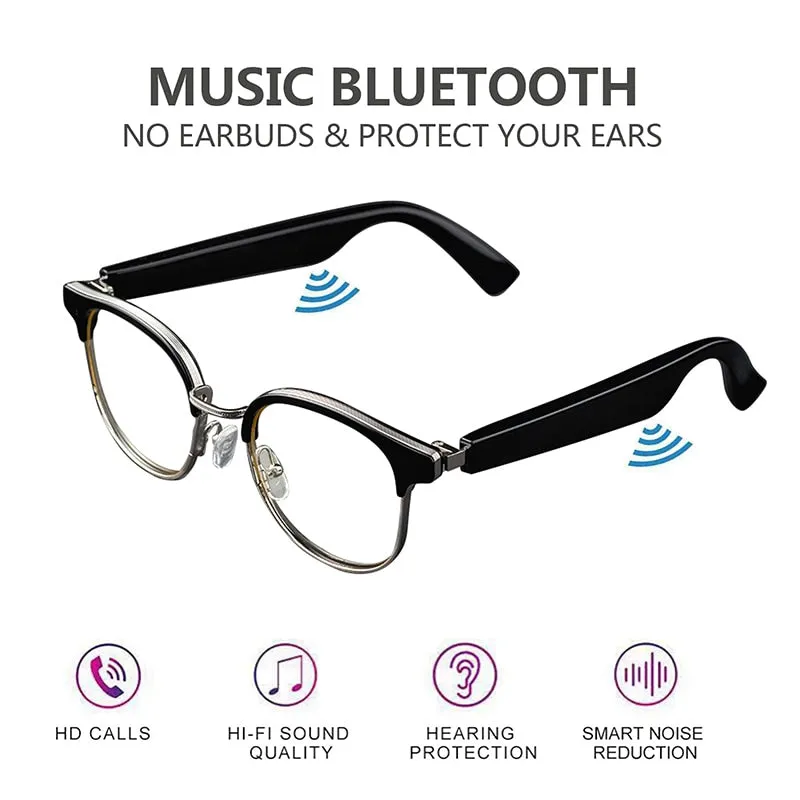 Smart Bluetooth 5.0 Waterproof Call Headphones Anti-Blue Light Music IP67 Wireless glasses