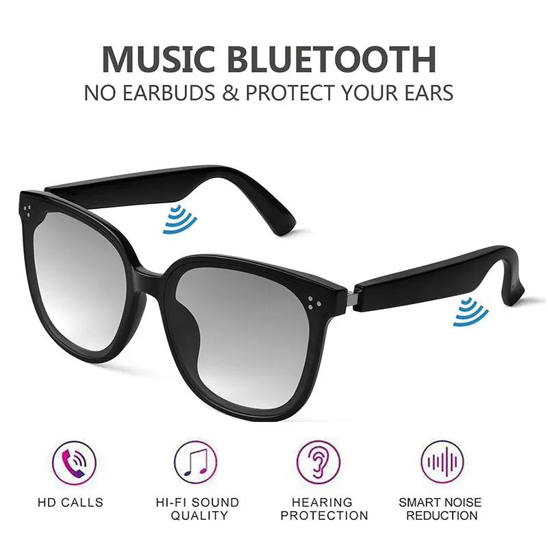 Smart Bluetooth 5.0 Waterproof Call Headphones Anti-Blue Light Music IP67 Wireless glasses