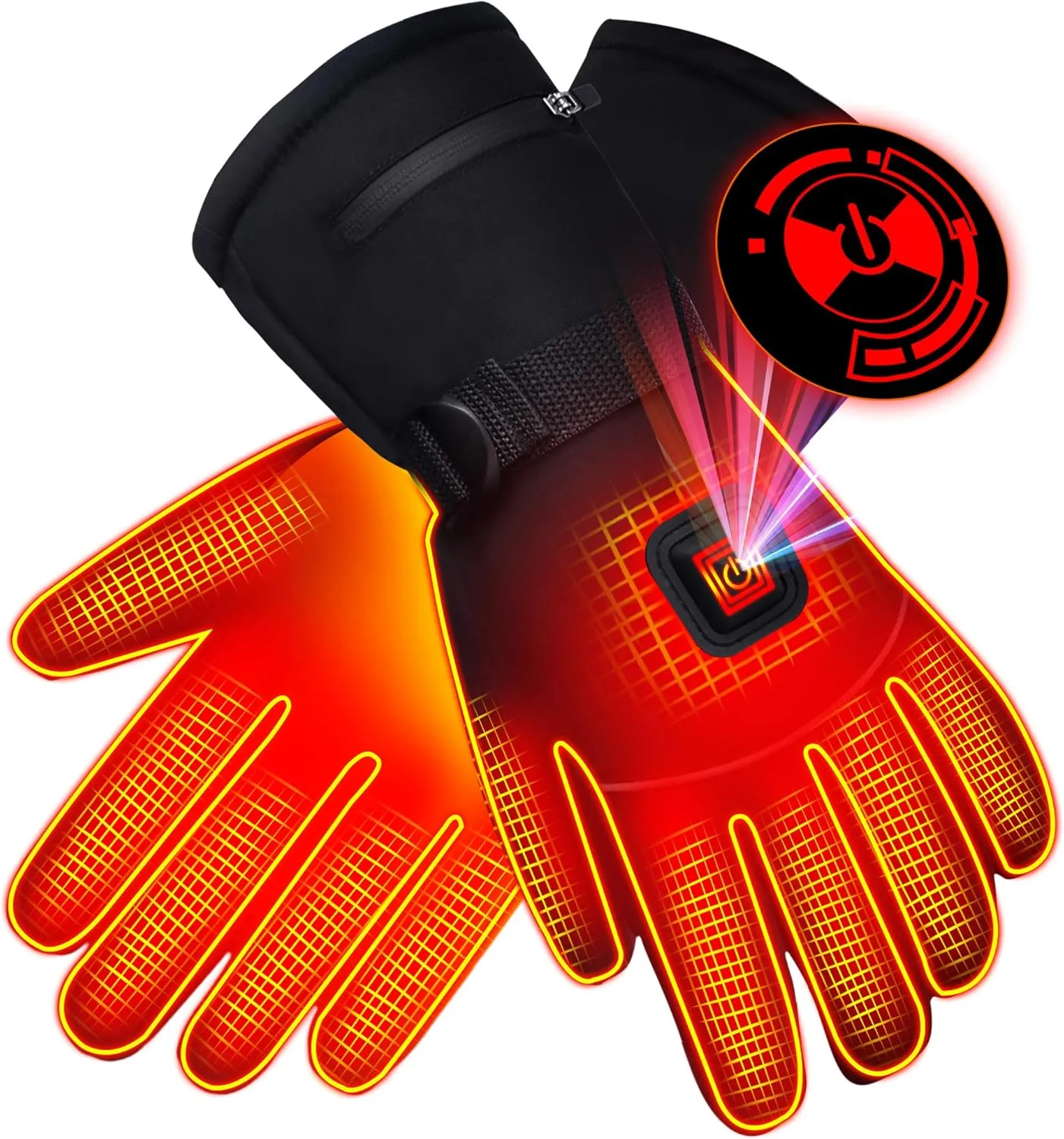 Spring Heated Gloves,Electric Rechargeable Battery Power Waterproof Touchscreen Heated Gloves for Men Women, 3 Heating Temperature Adjustable Thermal Gloves for Skiing Hunting Fishing Camping Cycling