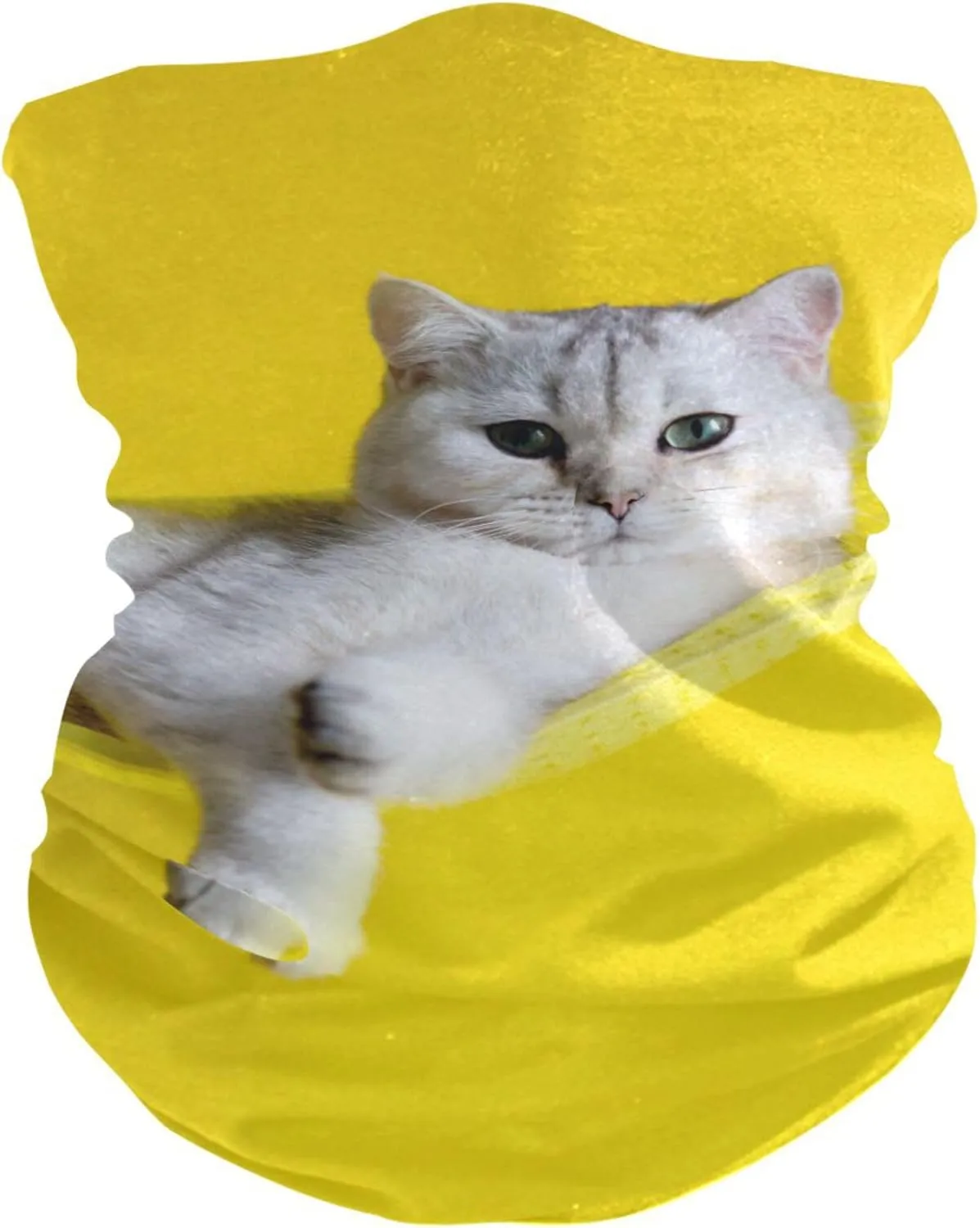 susiyo Bandana Face Mask Adorable Cat on Yellow Neck Gaiter UV Sun Protection Face Scarf for Outdoor Running