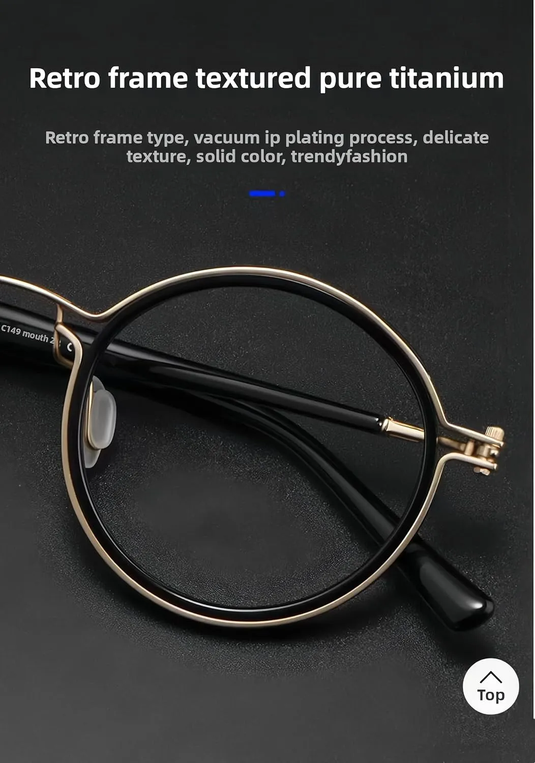 Tate Retro Titanium Acetate Prescription Glasses Frame，Luxury Round Eyeglasses with Blue Light Lenses 48-24-148mm
