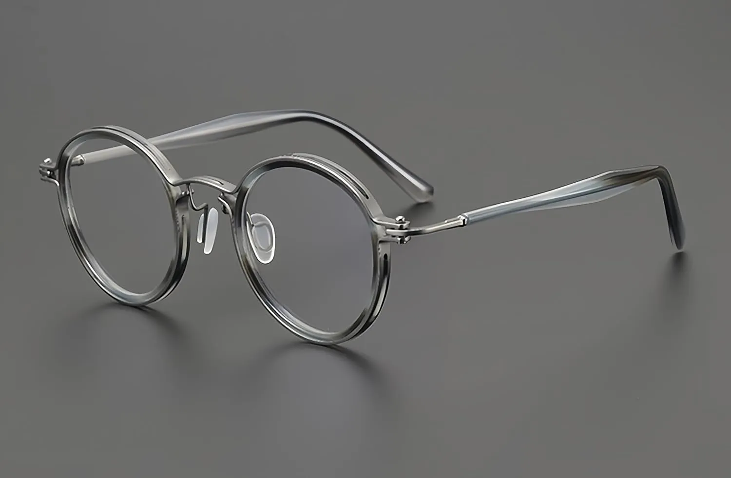 Tate Retro Titanium Acetate Prescription Glasses Frame，Luxury Round Eyeglasses with Blue Light Lenses 48-24-148mm