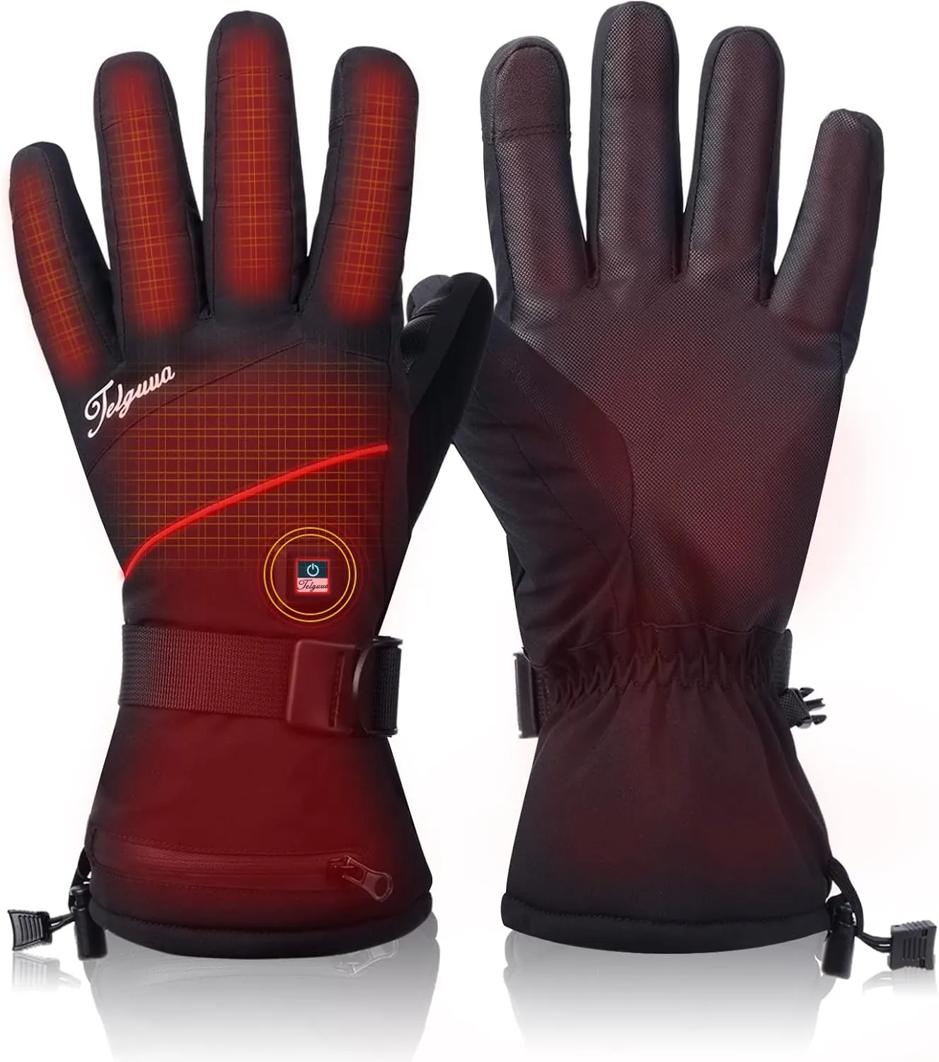 Telguua Heated Gloves for Women Men,Upgraded Battery 5500mAh Electric Heated Ski Gloves Rechargeable for Women Waterproof Touchscreen Heated Work Glove for Raynaud's&Arthritis