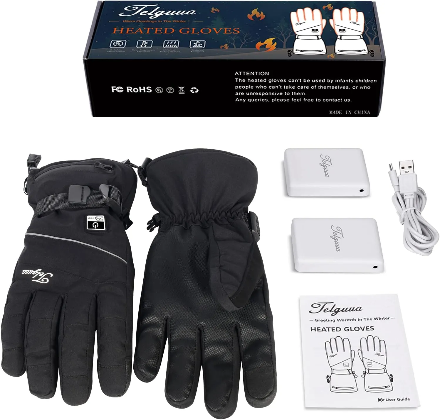 Telguua Heated Gloves for Women Men,Upgraded Battery 5500mAh Electric Heated Ski Gloves Rechargeable for Women Waterproof Touchscreen Heated Work Glove for Raynaud's&Arthritis