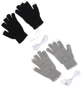 Toyvian 2Pairs USB Heating Touchscreen Gloves Winter Mitts for Men Women Stylish Portable for Typing Gaming Helps Stimulate Comfortable