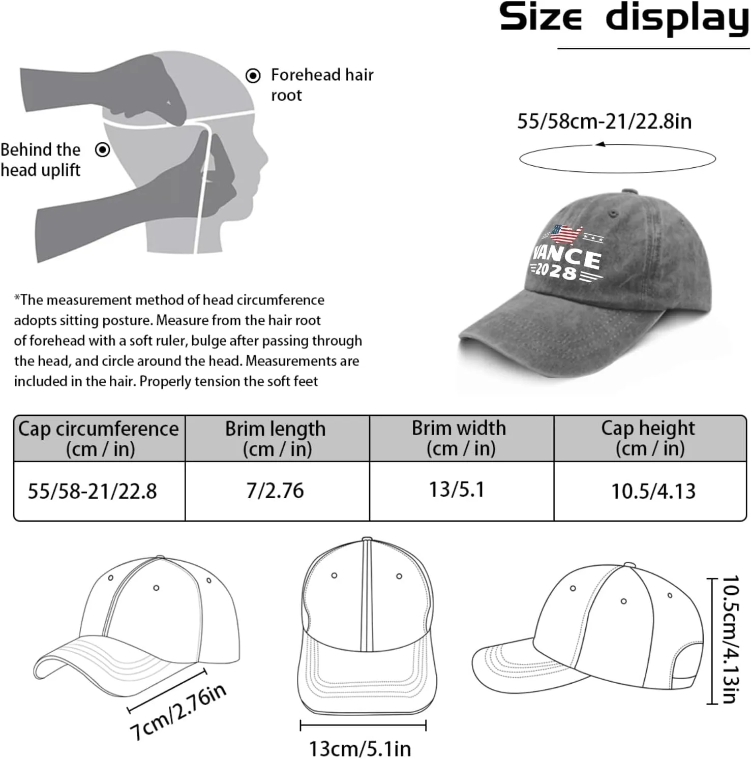 Vance 2028 Cap Women's Hats & Caps Mens Hat Gifts for Men Workout Caps