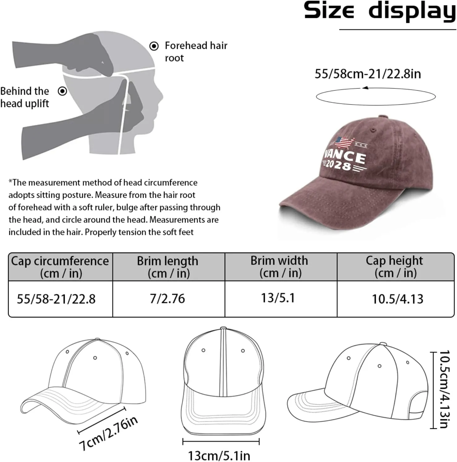 Vance 2028 Cap Women's Hats & Caps Mens Hat Gifts for Men Workout Caps
