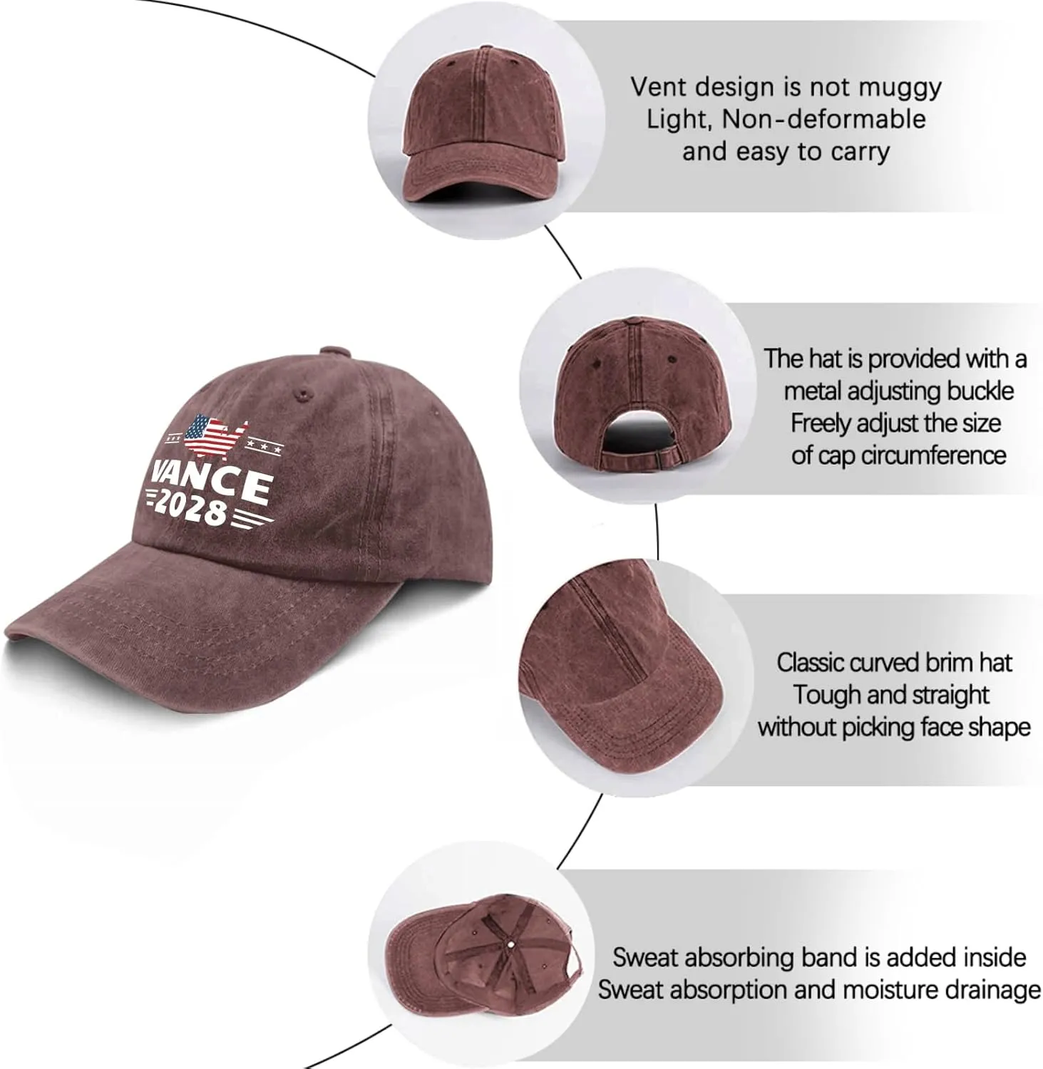 Vance 2028 Cap Women's Hats & Caps Mens Hat Gifts for Men Workout Caps