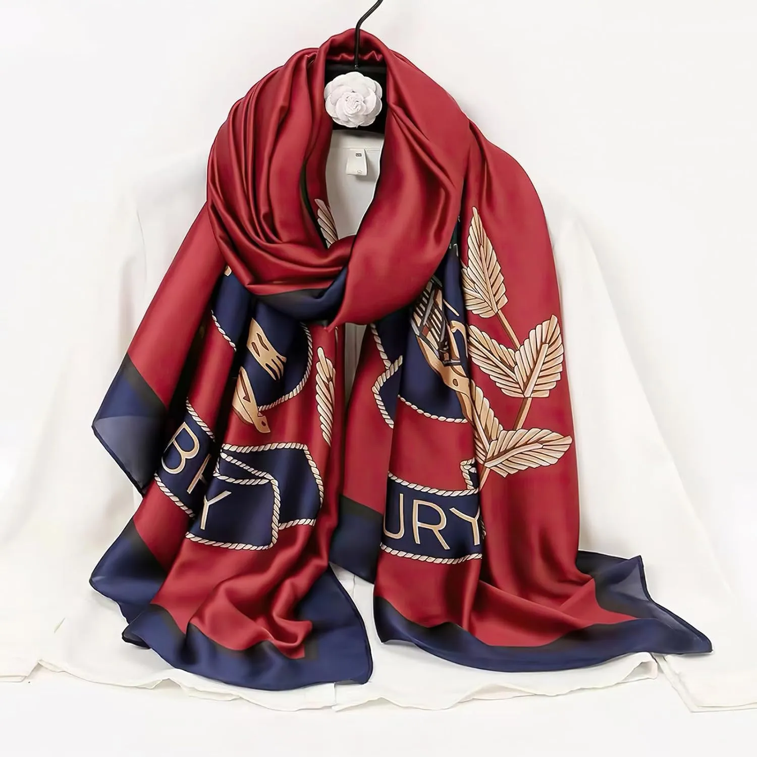 vimate 100% Large Silk Feeling Scarf-Women's Fashion Long Mulberry Silk Satin Neck Scarf Sunscreen Shawl Wrap Headscarf