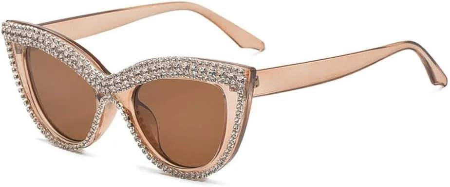 Vintage Cat Eye Sunglasses with Rhinestones in Stylish Women Shades Ins Trendy Eyewear