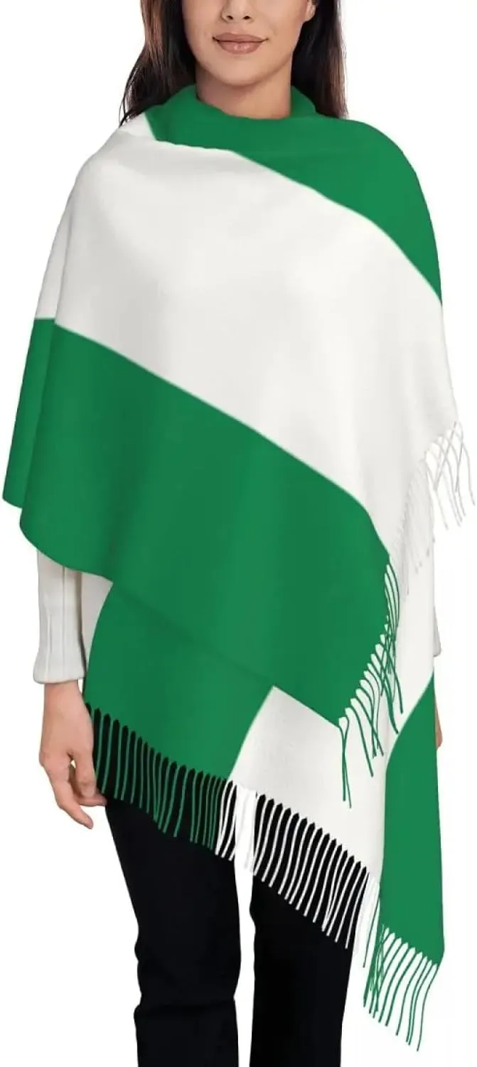 Warm Blanket Scarf for Winter - Nigeria Flag Scarf for Women Fall Winter Cashmere Shawl Wrap Long Scar