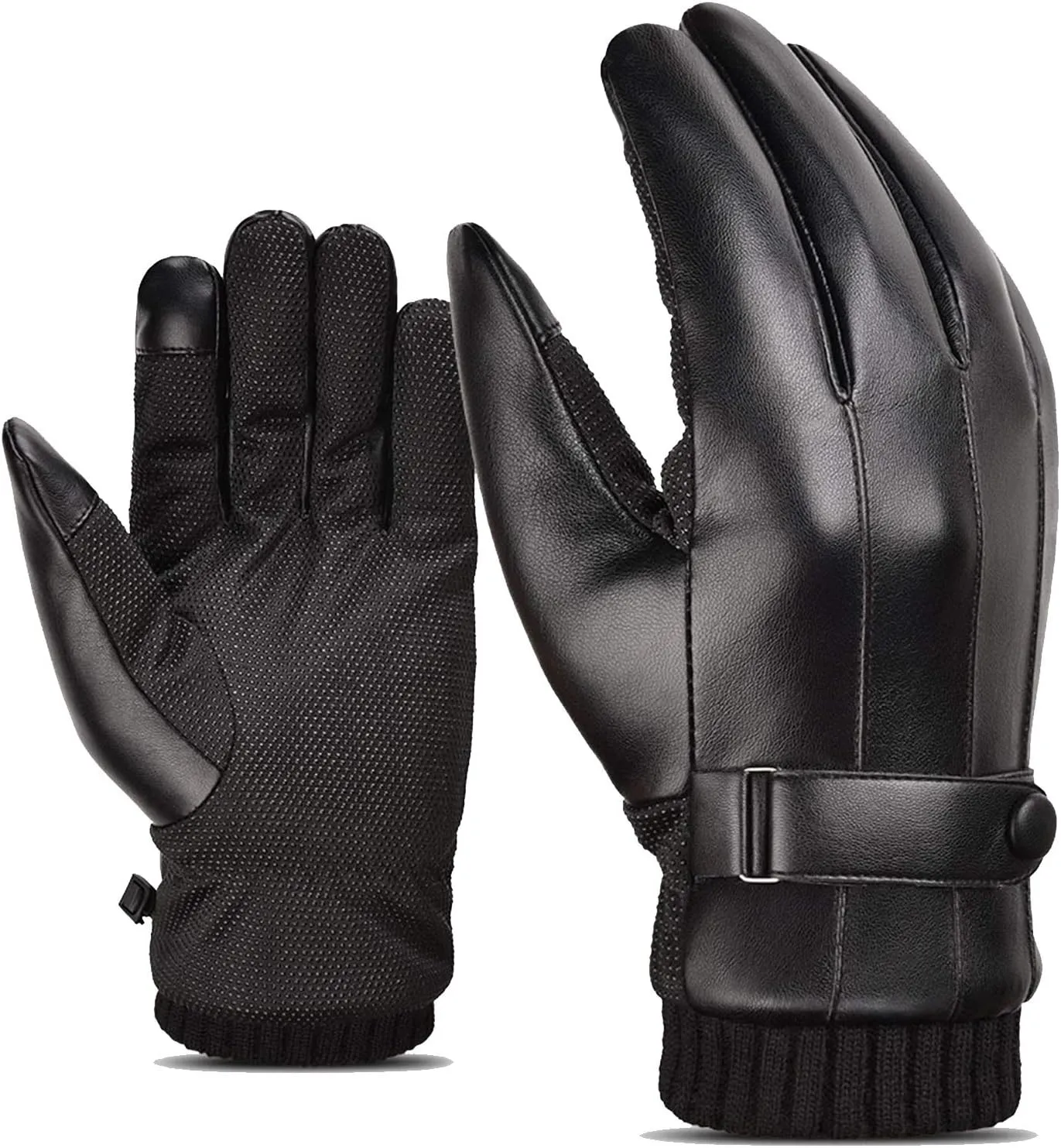 Warm Driving Gloves Touch Screen Winter Leather Gloves with Cashmere Lining