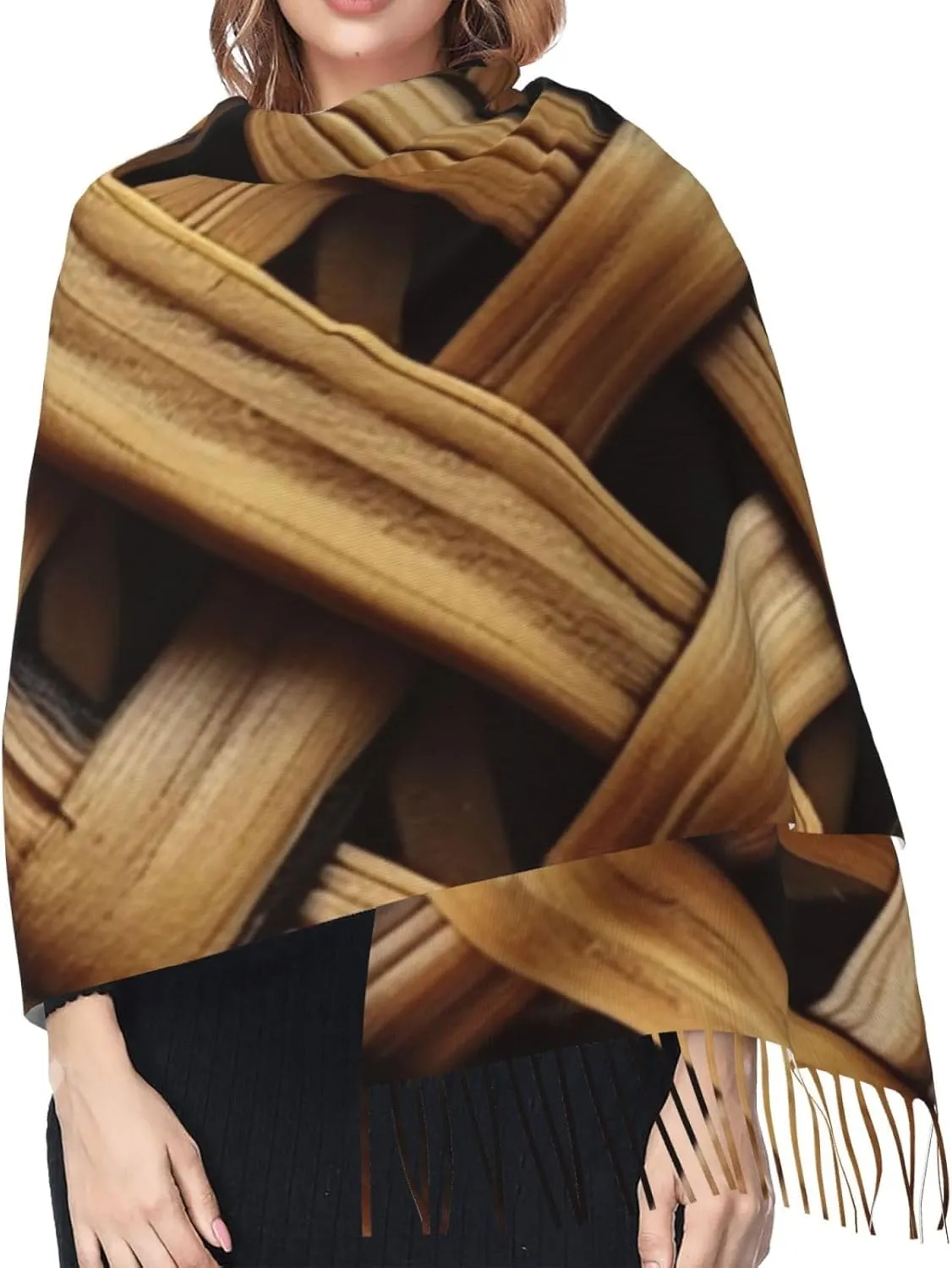 Wicker Woven Grid Women's Scarf Warm Soft Shawl Wrap Scarf Fall Winter Fashion Tassel Scarf Oversized Scarves Blanket for Men Women