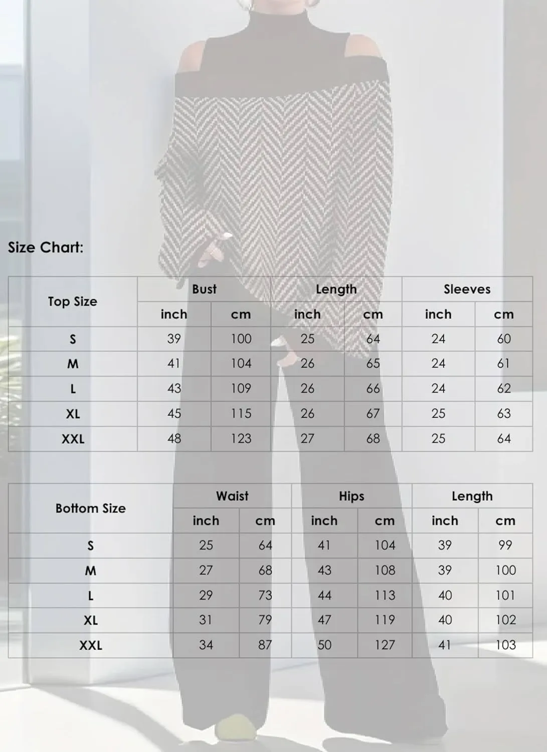 Women's Herringbone Cold Shoulder Sweater with Wide Leg Pants Set Casual Long Sleeve Two Piece Set Spring Lounge Sets