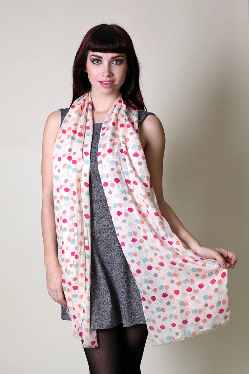 Women's Pretty Colorful Rainbow Polka Dots Scarf / Shawl / Wrap