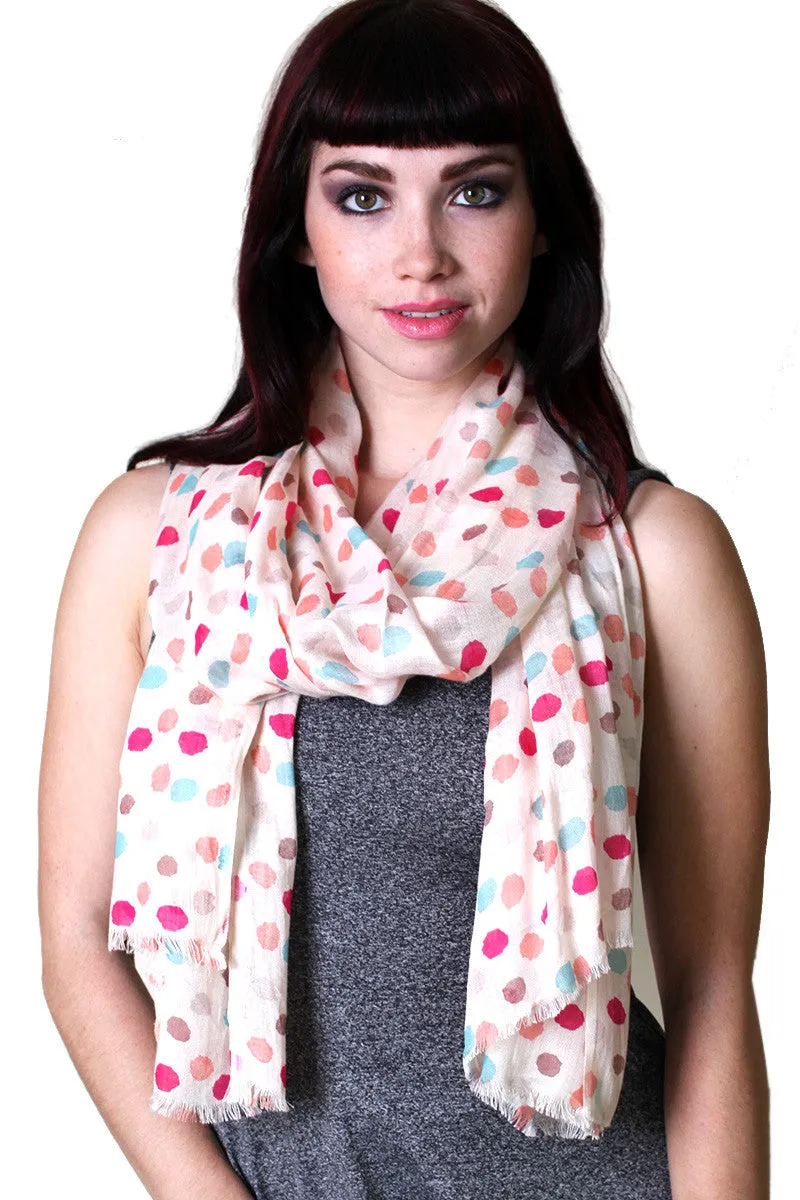 Women's Pretty Colorful Rainbow Polka Dots Scarf / Shawl / Wrap