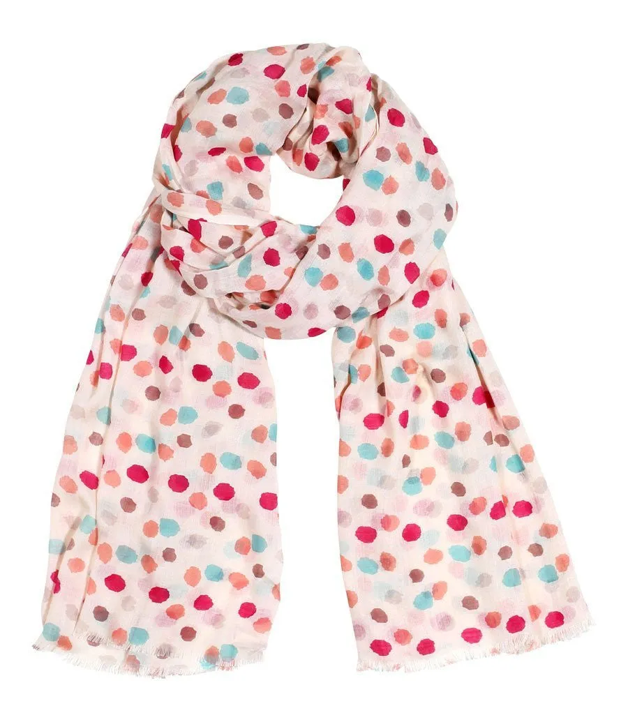 Women's Pretty Colorful Rainbow Polka Dots Scarf / Shawl / Wrap