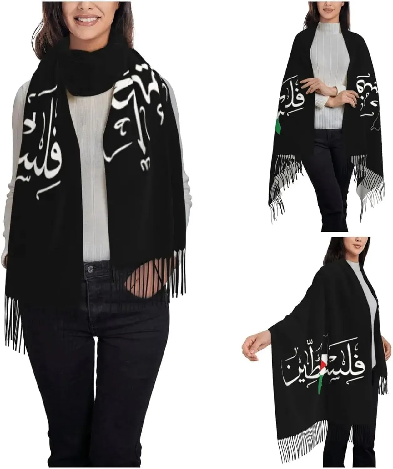 Women'S Scarf Winter - Womens Tassel Scarf Palestinian Arabic Large Winter Fall Shawl Wrap Palestine S
