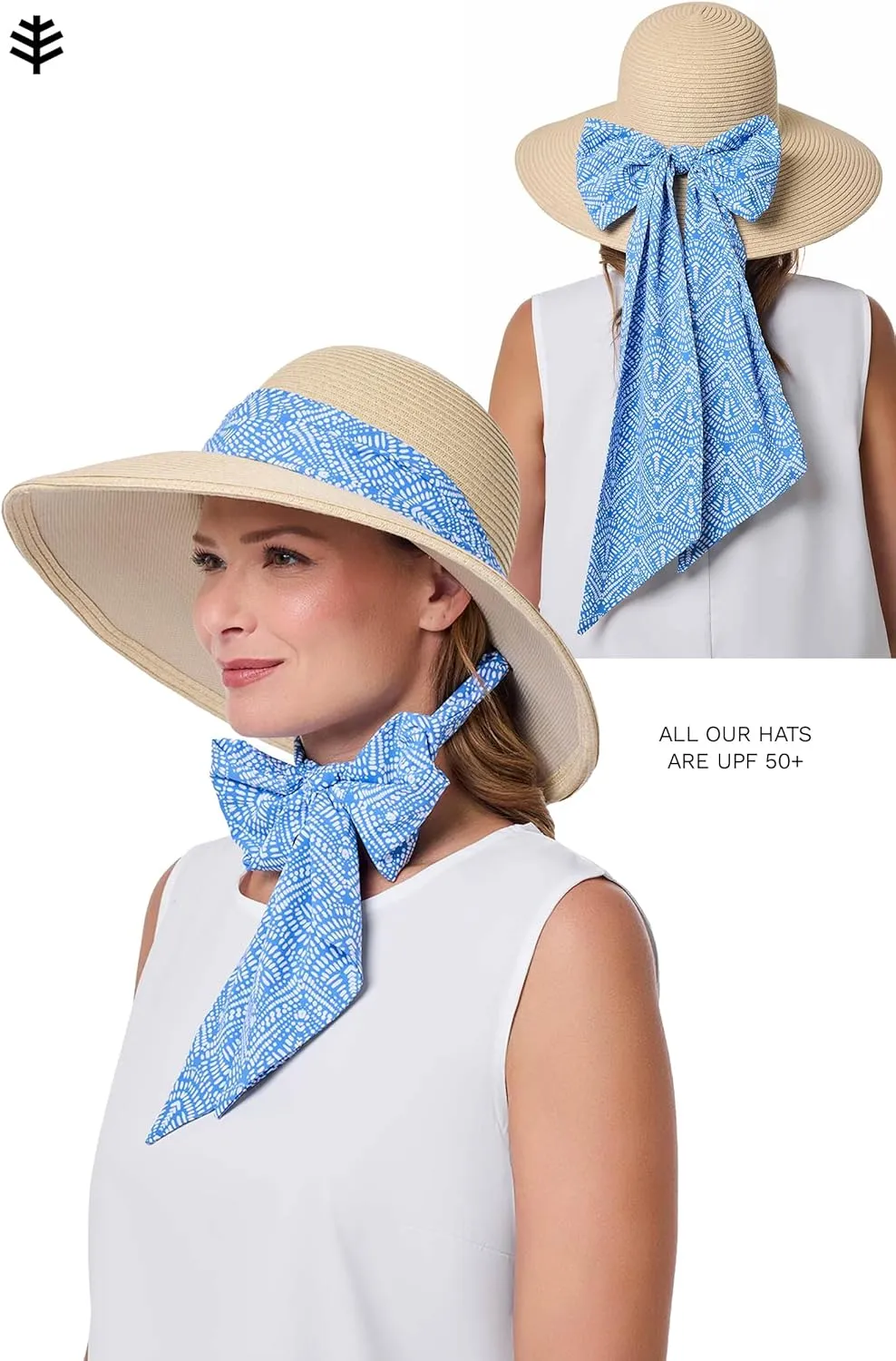 Women's Stylish Sun Hat - UPF 50  Sun Protection - 2-in-1 Interchangeable Scarves - Stella (One Size)