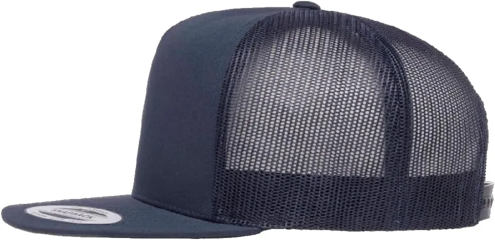 Yupoong 5-Panel YP Classic Trucker Cap | High Profile Flat Visor Snapback | OSFM | Bulk Packs Available
