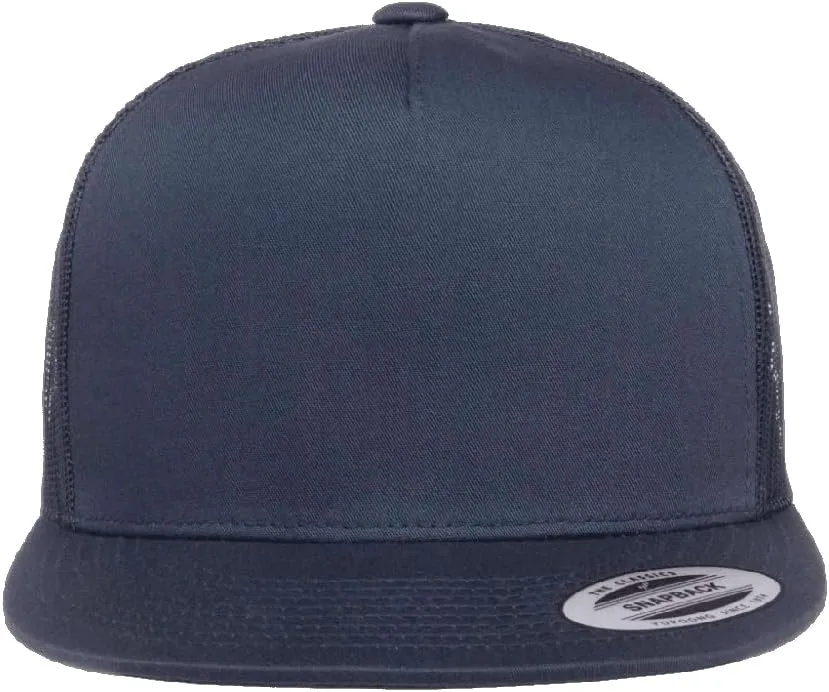 Yupoong 5-Panel YP Classic Trucker Cap | High Profile Flat Visor Snapback | OSFM | Bulk Packs Available