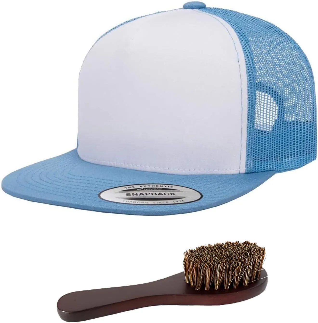 Yupoong 6006 Classic Five Panel Trucker Cap Bundle with THP Hat & Clothing Brush