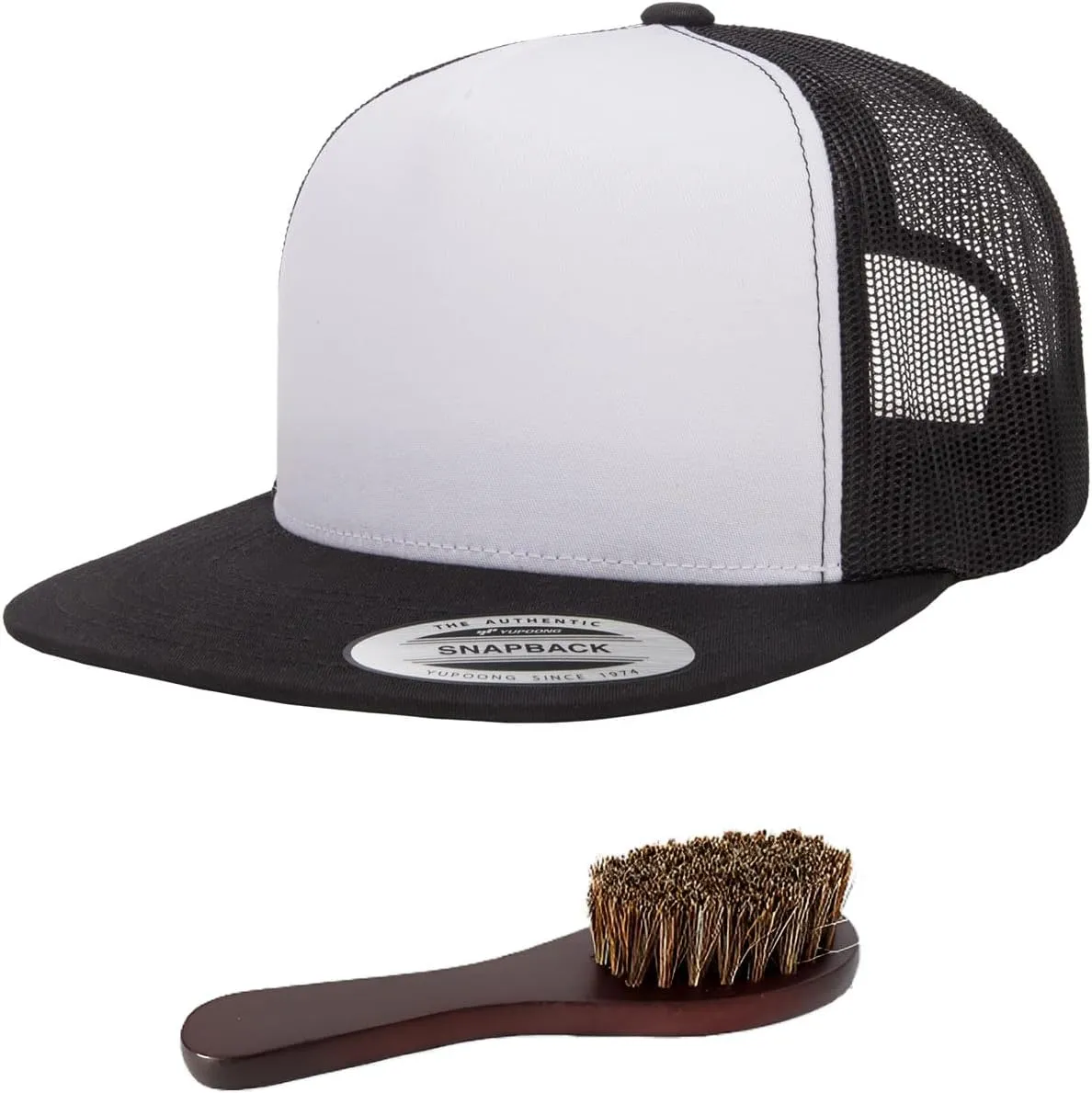 Yupoong 6006 Classic Five Panel Trucker Cap Bundle with THP Hat & Clothing Brush