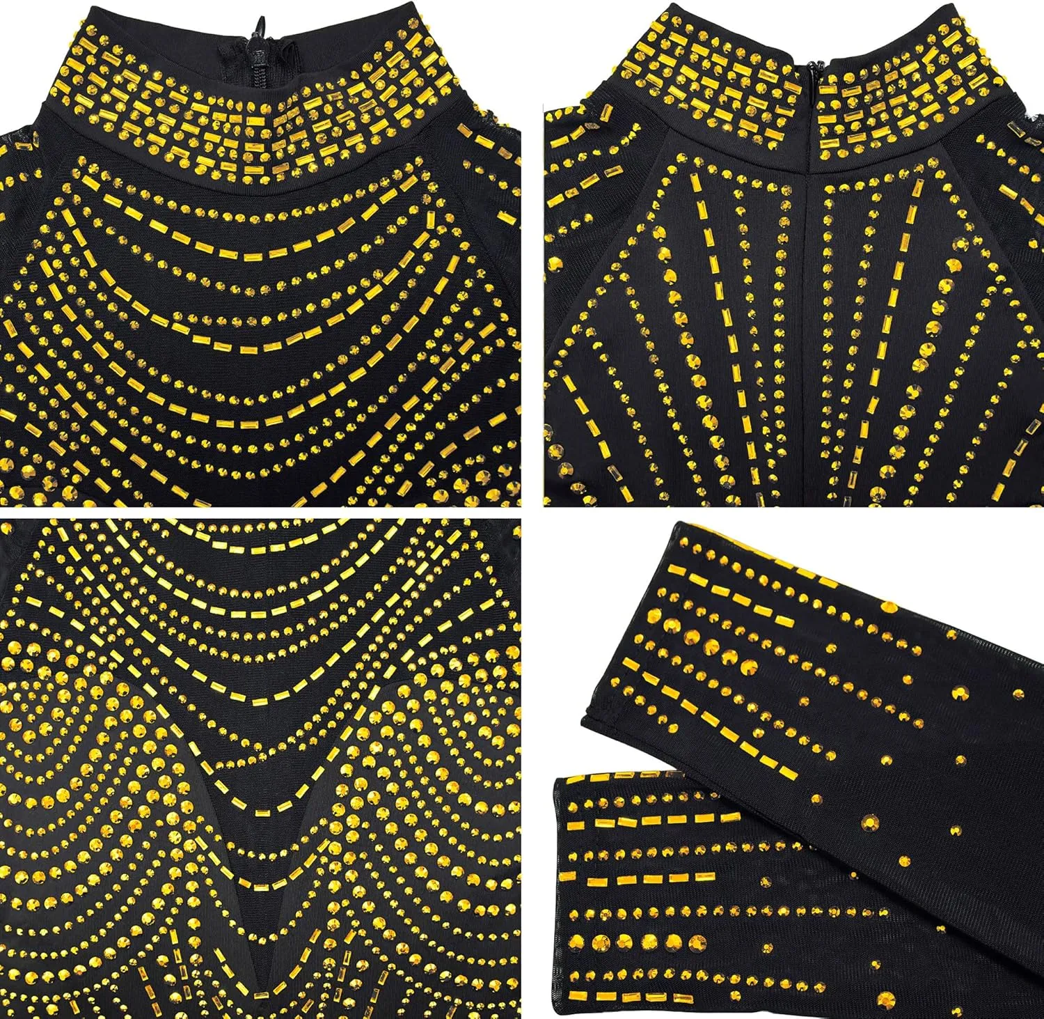 Zoctuo Party Club Night Outfits for Women Sexy Elegant Rhinestone Bodycon Dress Hot Drilling Evening Gowns