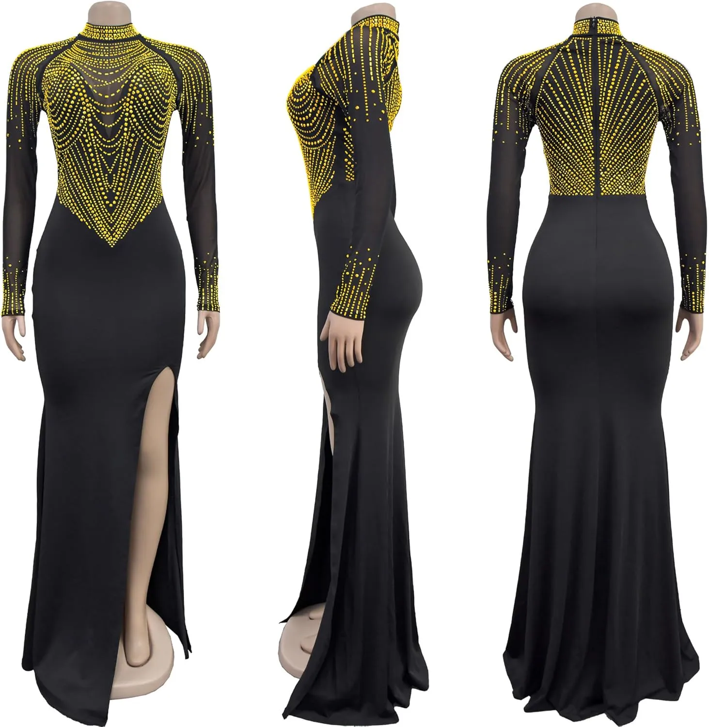 Zoctuo Party Club Night Outfits for Women Sexy Elegant Rhinestone Bodycon Dress Hot Drilling Evening Gowns